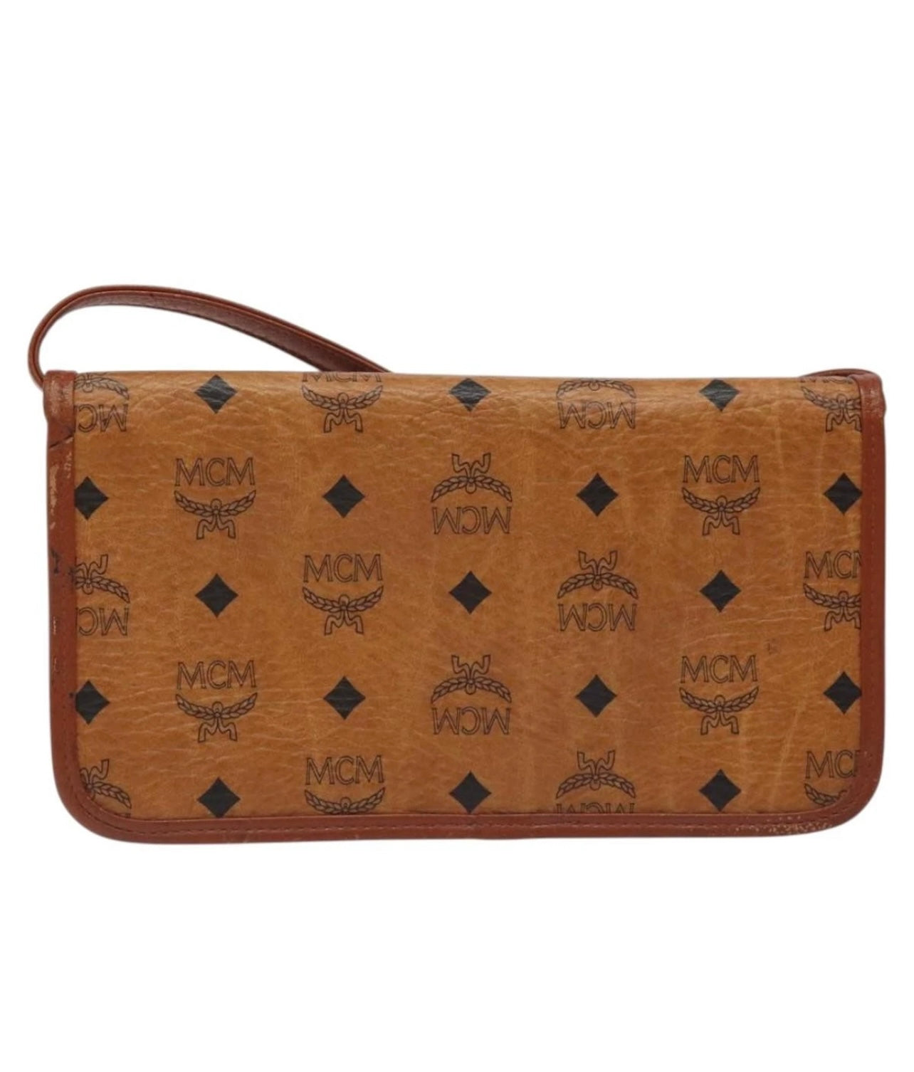 MCM Logogram Vicetos Shoulder Bag PVC Leather Brown Gold