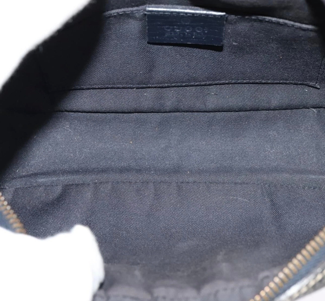 GUCCI GG Supreme Sherry Line Shoulder Bag PVC Navy Silver Red