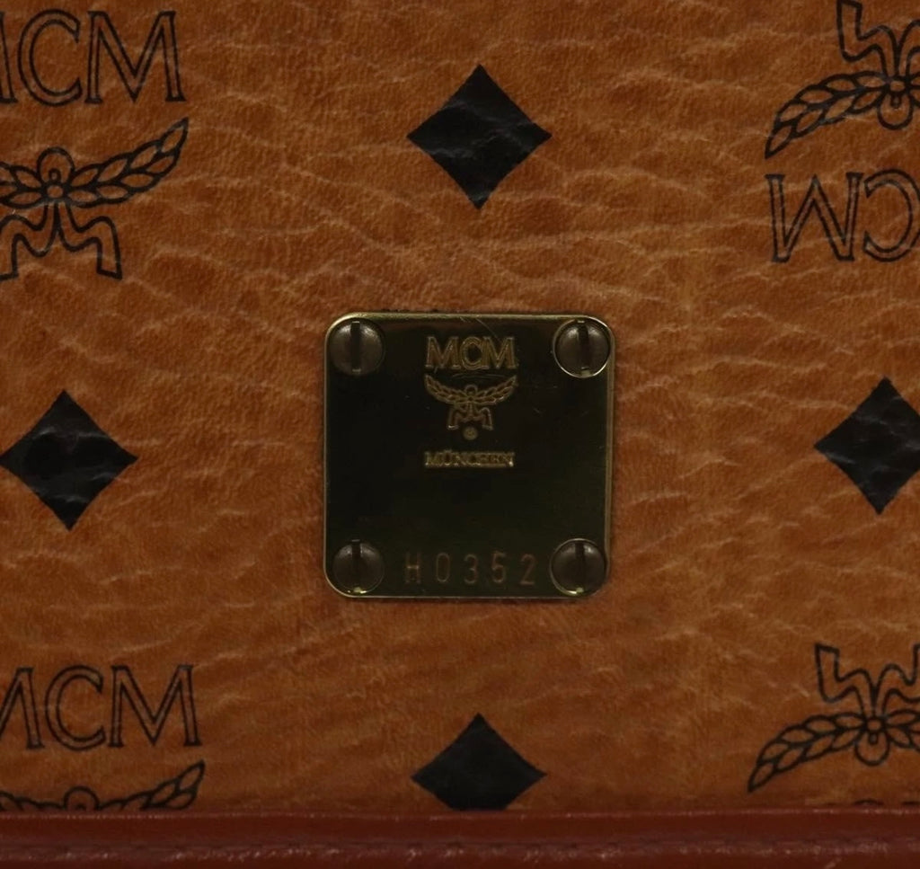 MCM Logogram Vicetos Shoulder Bag PVC Leather Brown Gold
