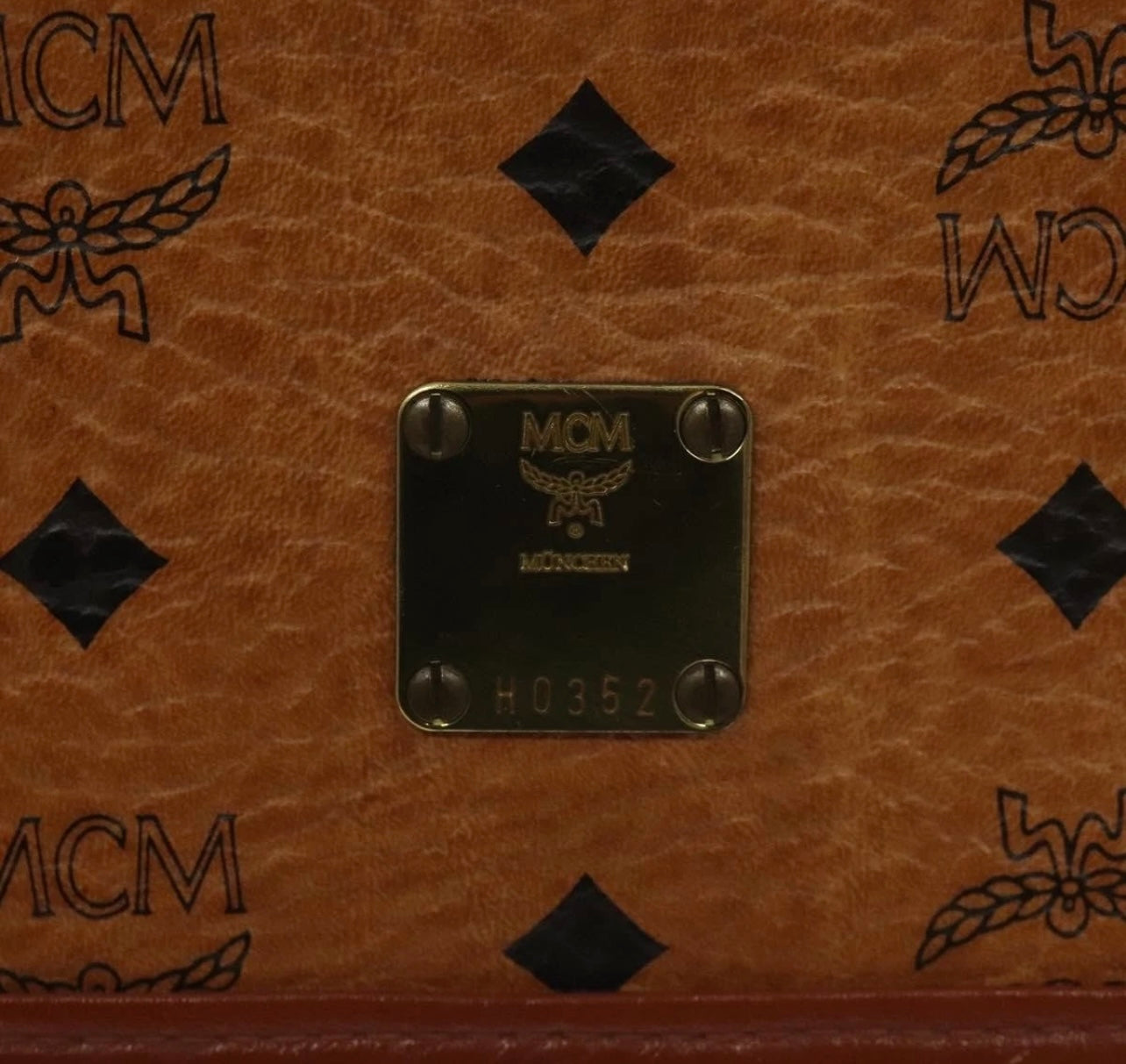 MCM Logogram Vicetos Shoulder Bag PVC Leather Brown Gold