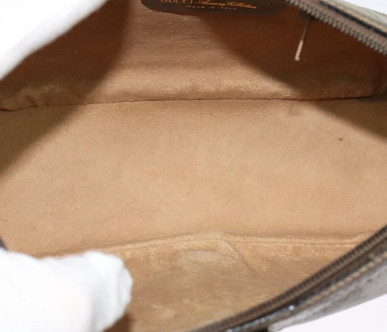 GUCCI GG Supreme Web Sherry Line Bag PVC Beige Gold Authentic