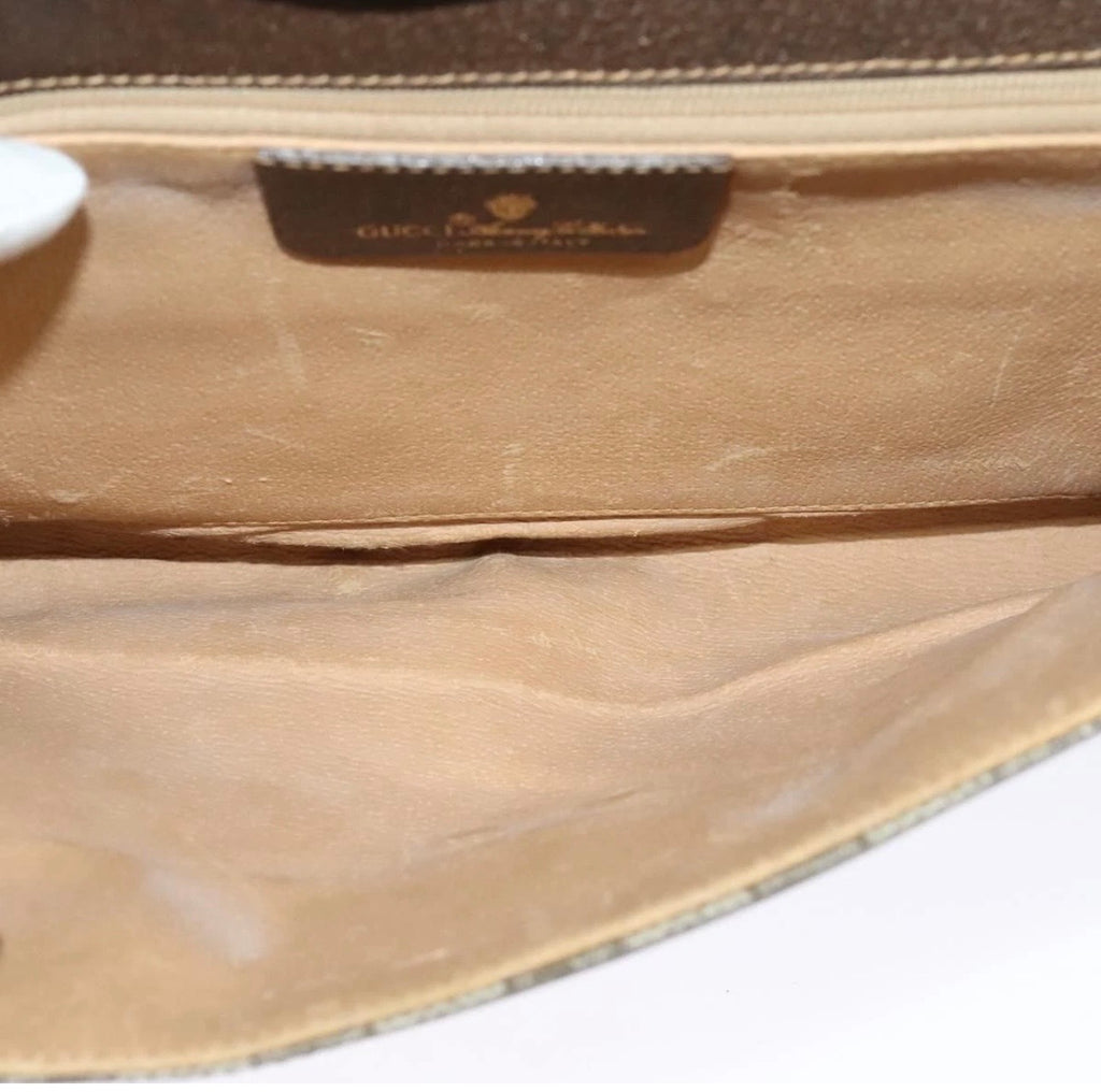 GUCCI GG Supreme Shoulder Bag PVC Beige Gold