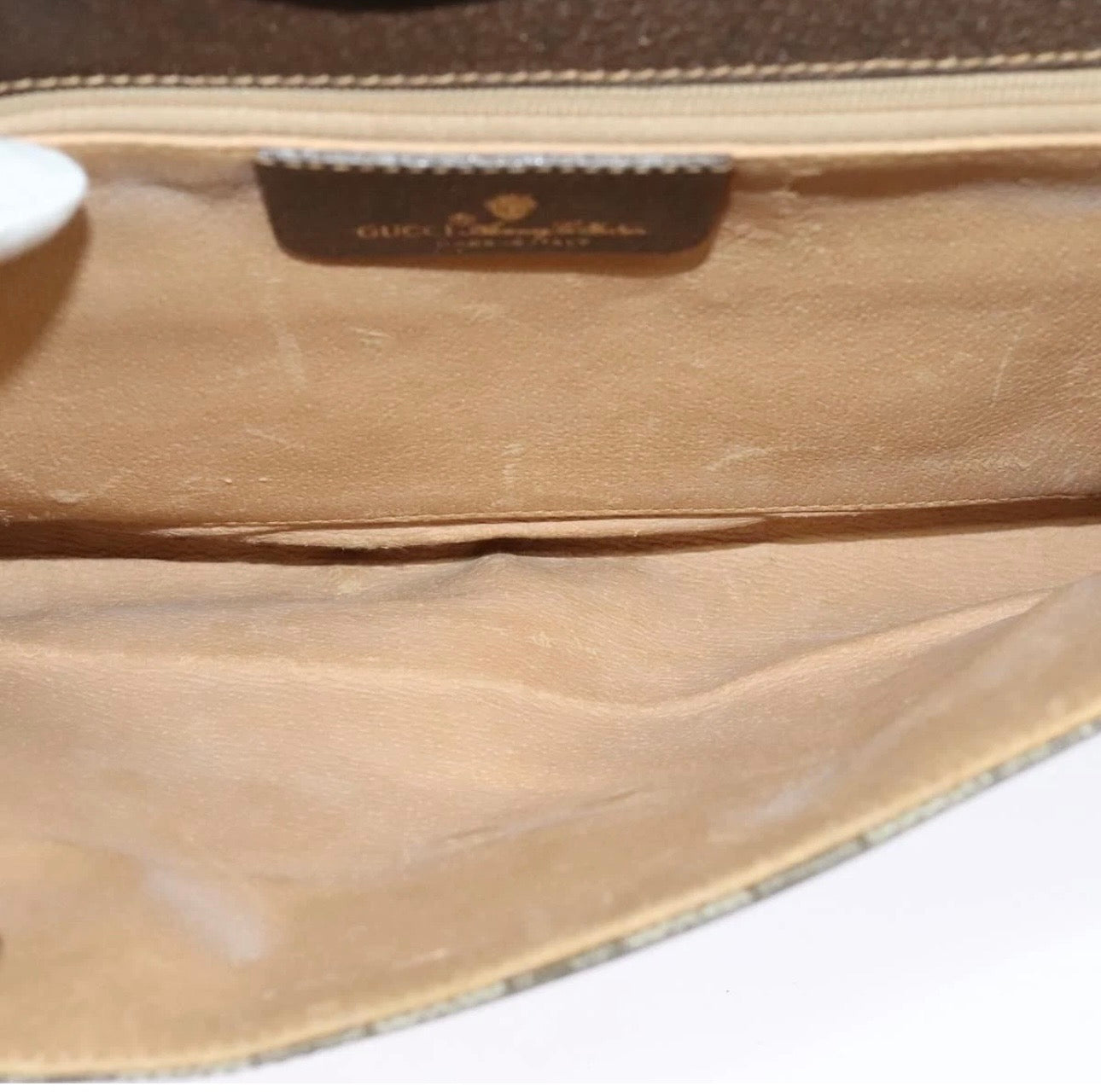 GUCCI GG Supreme Shoulder Bag PVC Beige Gold