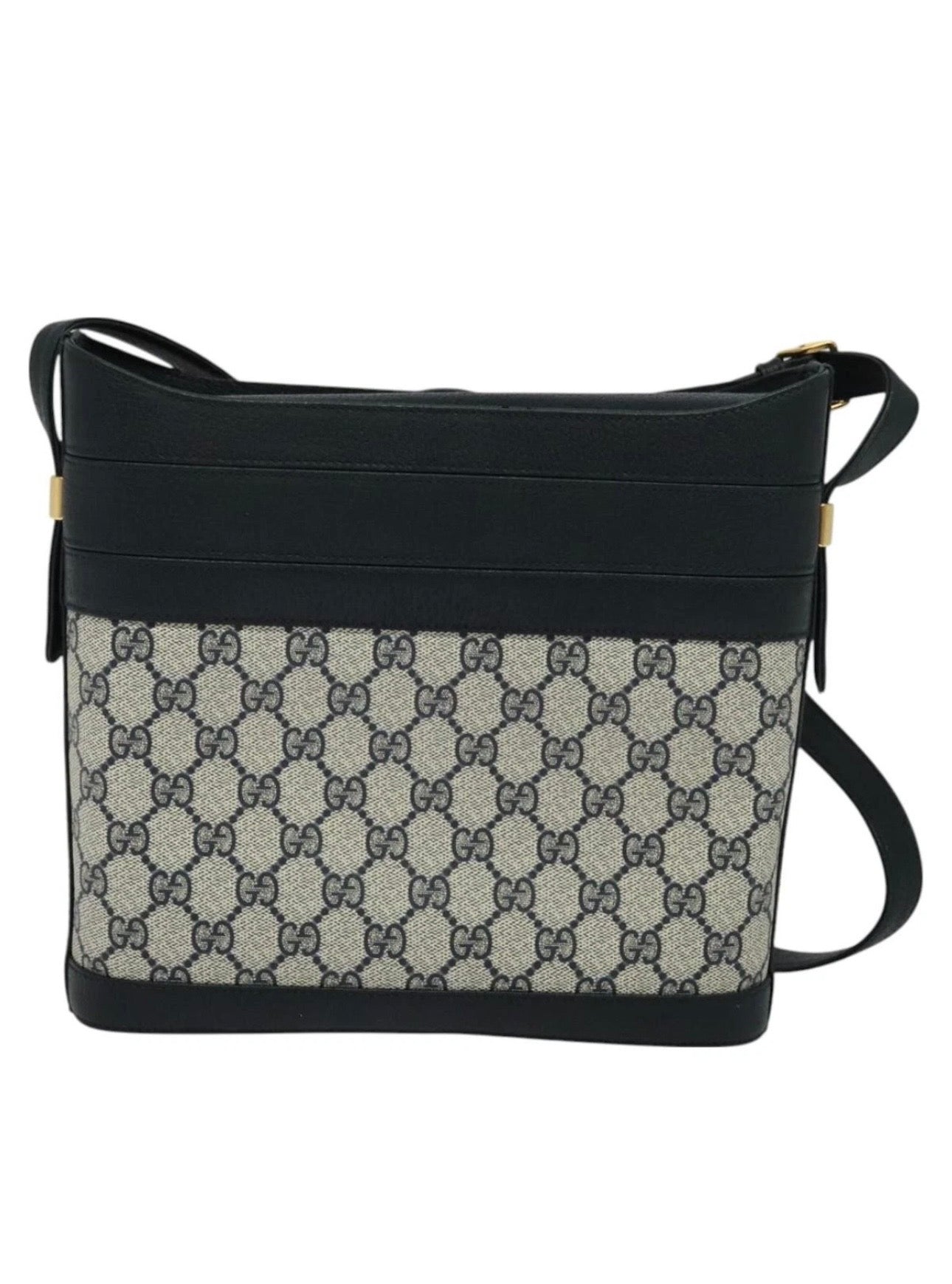 GUCCI GG Supreme Shoulder Bag PVC Navy Gold