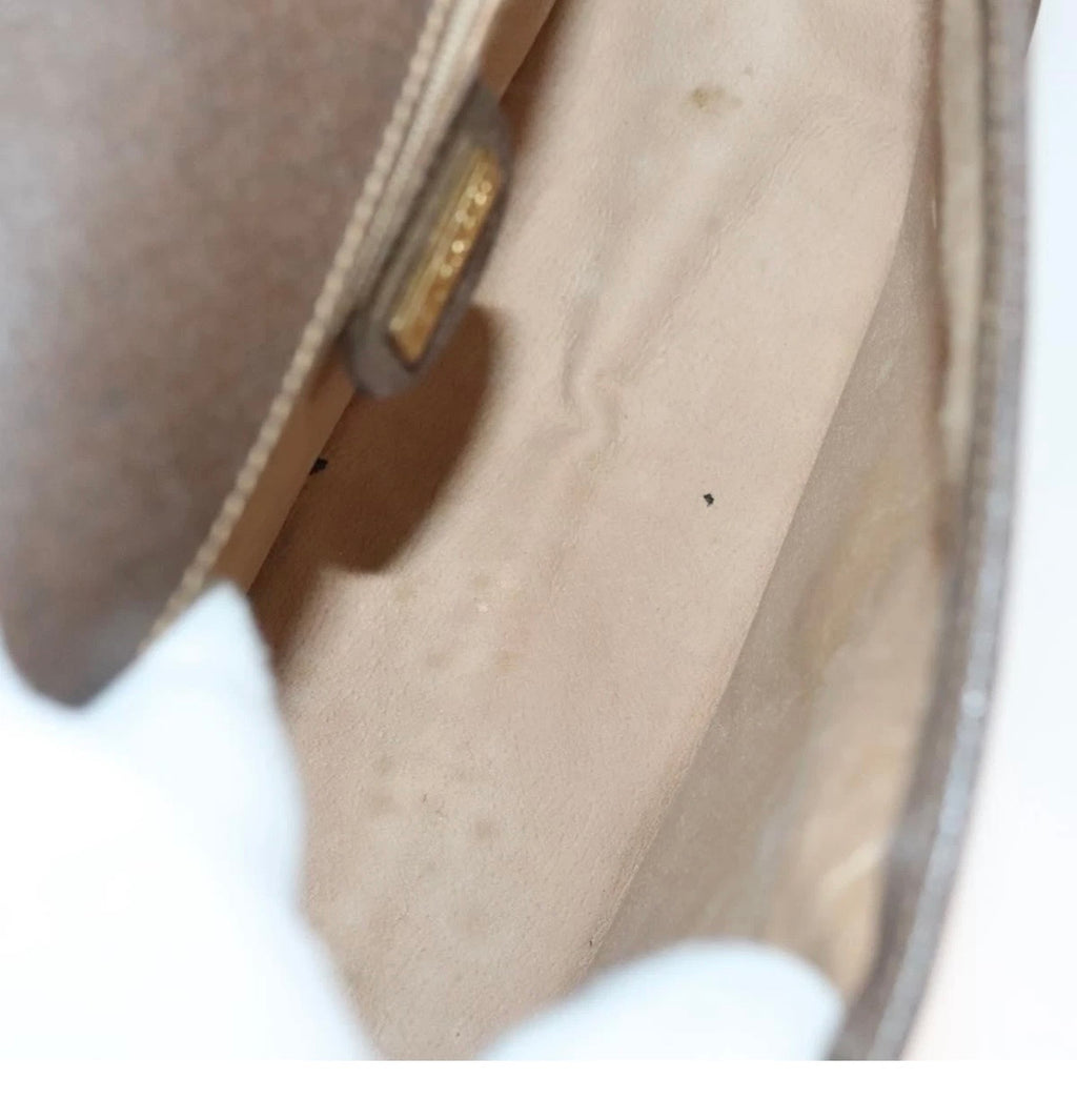 GUCCI GG Supreme Web Sherry Line Bag PVC Beige Gold