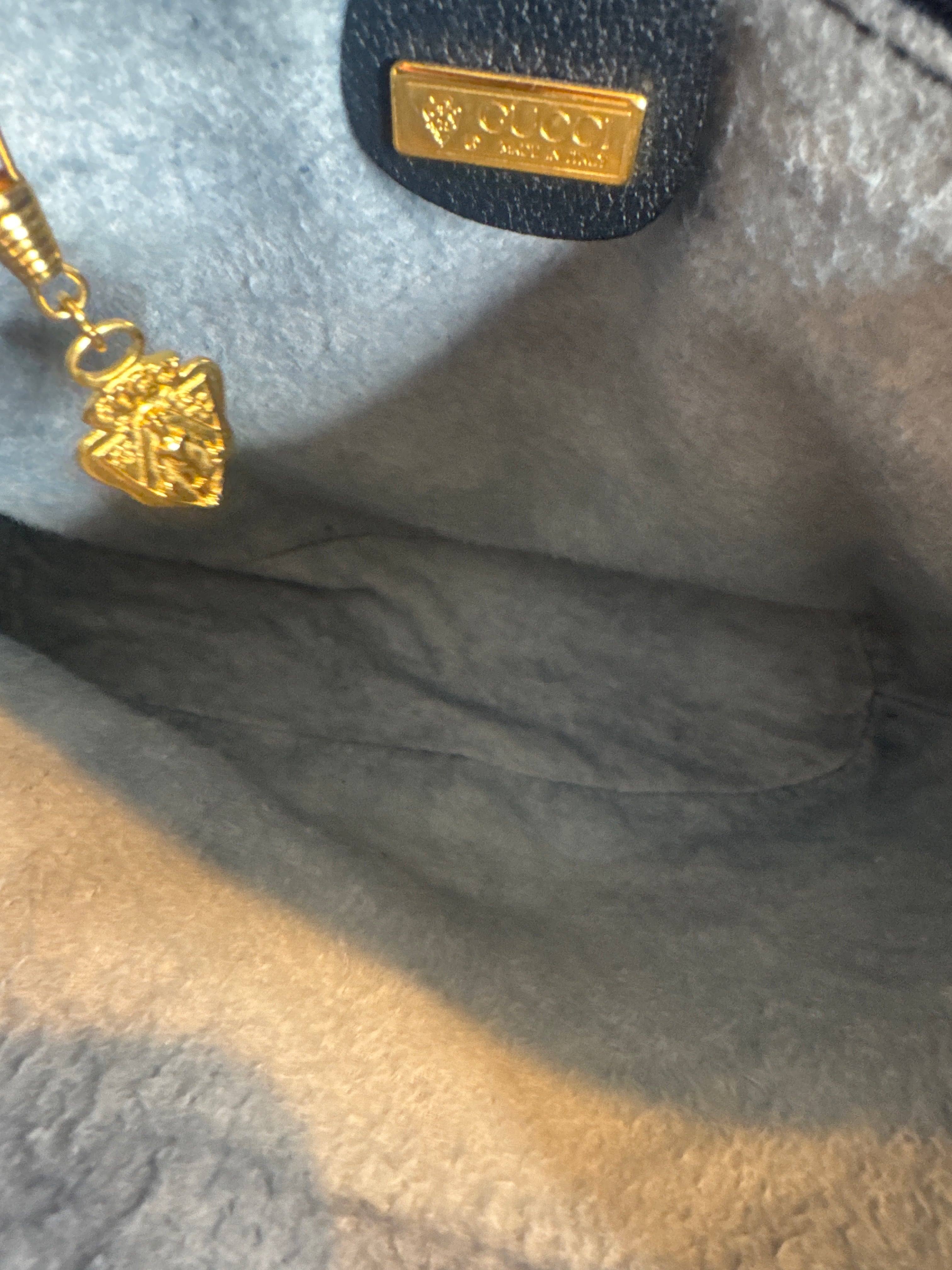 GUCCI GG Supreme Shoulder Bag PVC Navy Gold