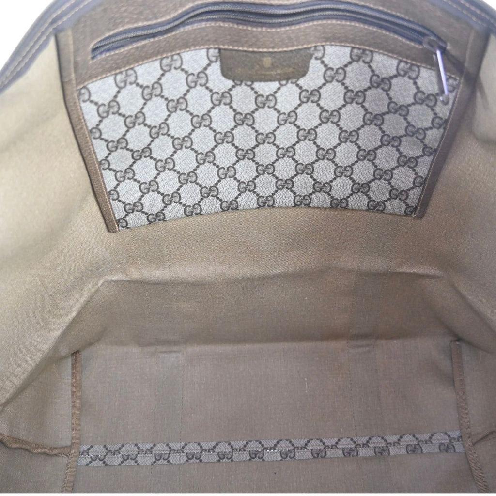 GUCCI Web Sherry Line Boston Bag PVC Leather Brown