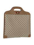 GUCCI GG Supreme Web Sherry Line Hand Bag PVC Beige