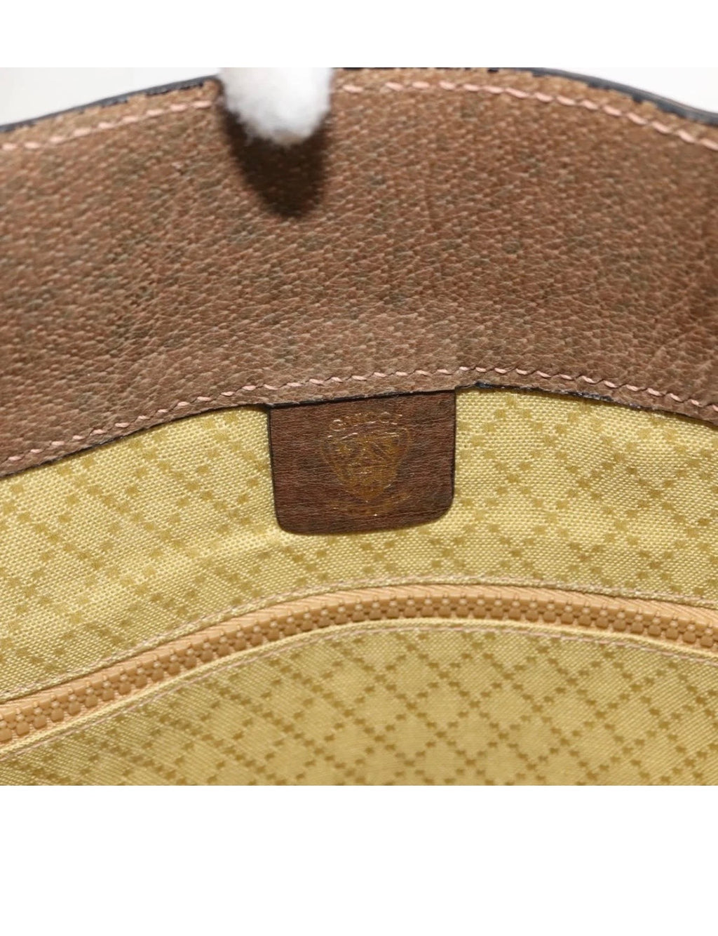 GUCCI GG Supreme Web Sherry Line Hand Bag PVC Beige