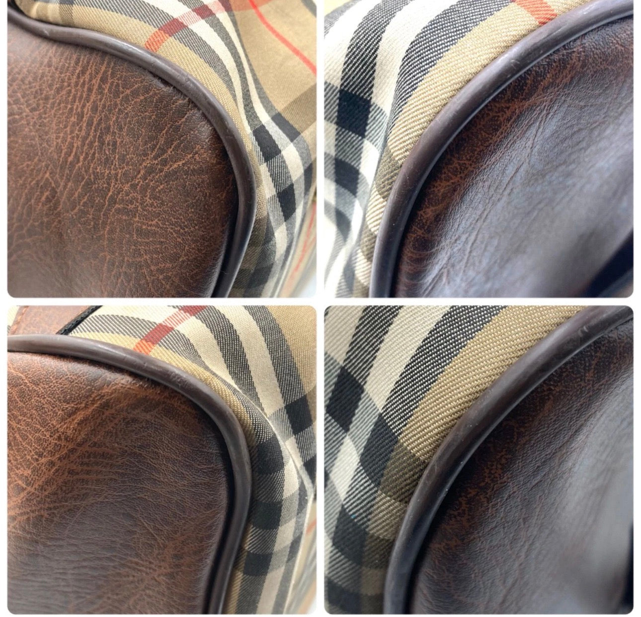 Burberry Nova Check Boston Bag Large Travel Bag Canvas Leather